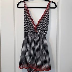 Checkered Open-Back Romper